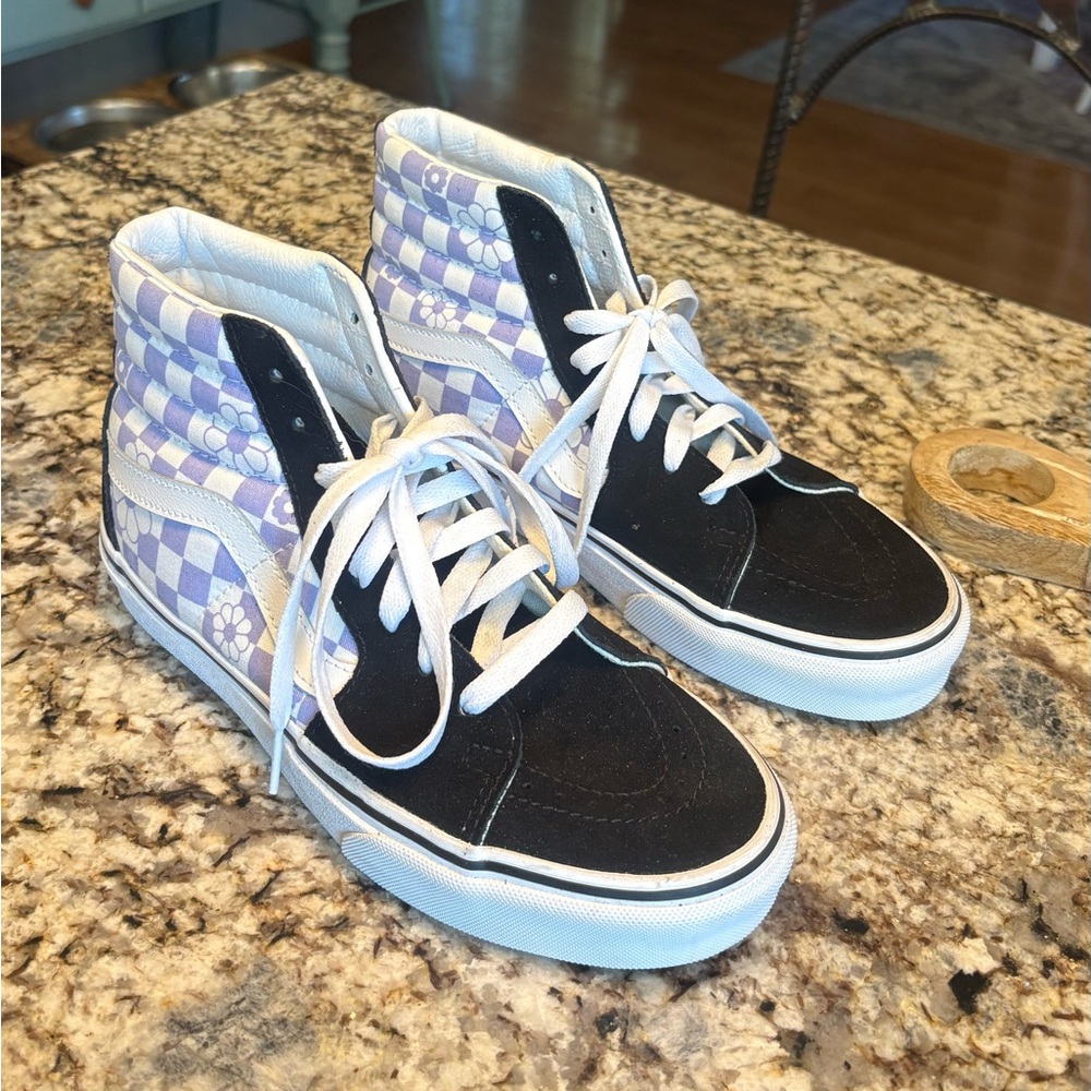 Vans Black and Purple High-Top Sneakers